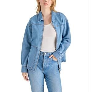 Steve Madden Denim Utility Shirt Jacket – Faded Light Wash – Size S
